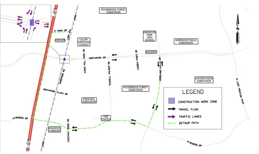 Northpark Drive Closure March 5th - March 7th Kingwood Texas Red Hawk Property Team powered by JLA Realty